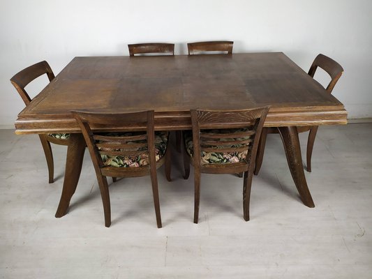 Table à Manger Chêne Et Chaises Assorties – Forme Rectangulaire 180 Cm – Occasion