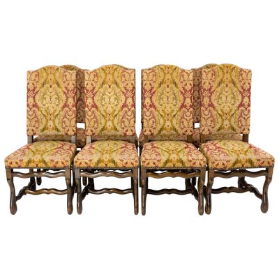 Set of Eight Louis XIII Style Walnut Upholstered Side Chairs