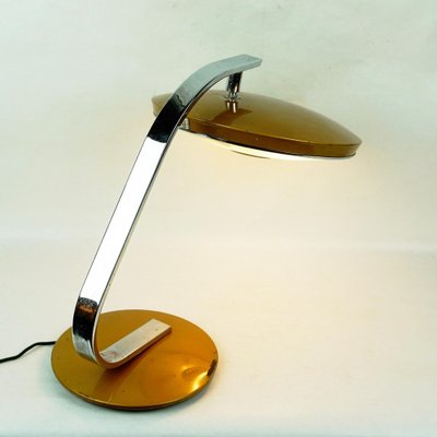 Mid Century Gold Brown and Metal Mod. 520 Desk Lamp by Fase Madrid