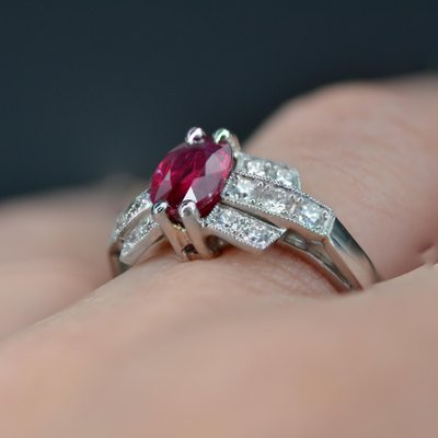 Bague Art D co Moderne en Platine et Diamants Rubis 2022 France
