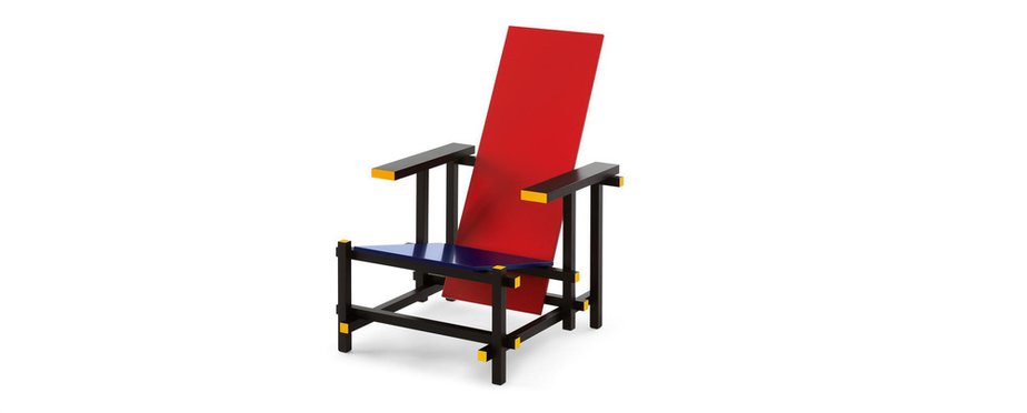 Red and Blue Chair Gerrit Rietveld for Cassina sale at