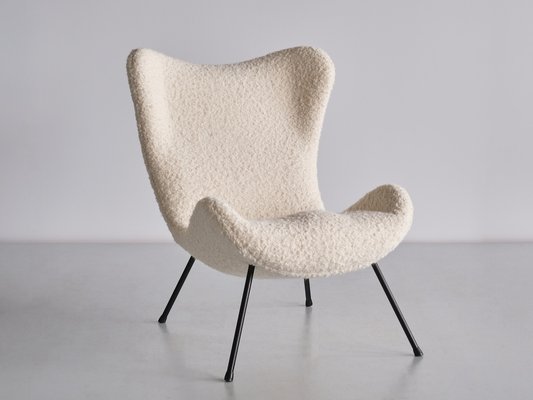 Madame Sessel in Weißem Nobilis Bouclé von Fritz Neth für Correcta, 1958 bei Pamono kaufen