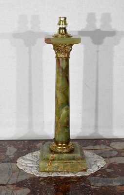 Early 20th Century Empire Column Lamp in Green Onyx for sale at Pamono