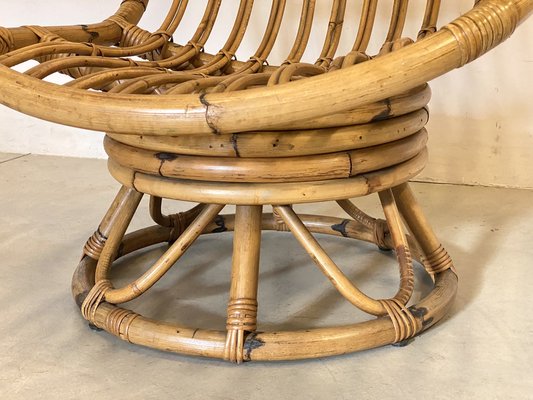 Bamboo Swivel Lounge Chair, 1970s for sale at Pamono