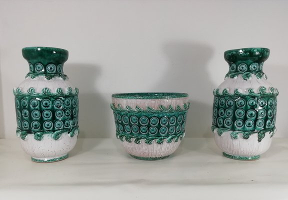 Vasi in ceramica di Bitossi, anni '60, set di 3 in vendita su Pamono