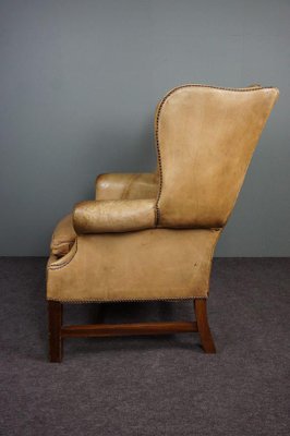 Vintage Leather Wood Armchair for sale at Pamono