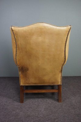 Vintage Leather Wood Armchair for sale at Pamono
