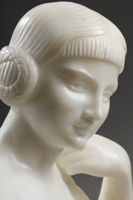 Art Deco White Marble Odalisque, 1930s for sale at Pamono