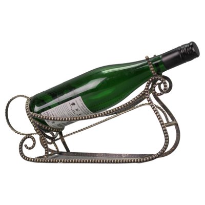 Art Deco Brass Silver Color Sleigh-Shaped Bottle Holder, 1950s for