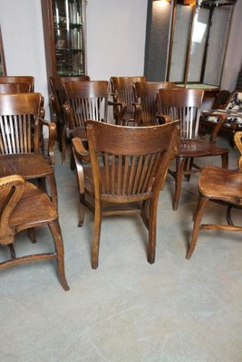 Antique Identical Office Chairs in Oak, 1920s, Set of 11 for sale