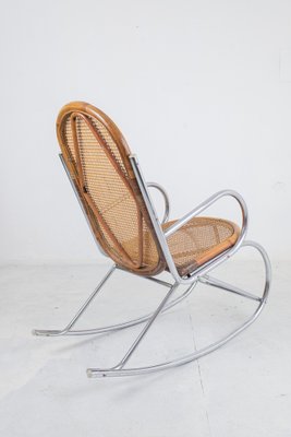 Cane Rocking Chair with Chrome Parts 1970s for sale at Pamono
