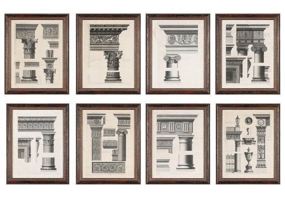 Robert Adam, Neoclassical Antique Prints, London, 1770s, Framed, Set of for sale at Pamono