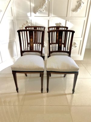 Sedie da pranzo edoardiane in mogano intarsiato, inizio XX secolo