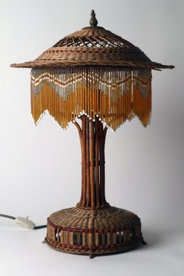 Vintage cheap wicker lamp