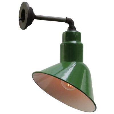 Vintage American Industrial Green Enamel Wall Light from Abolite