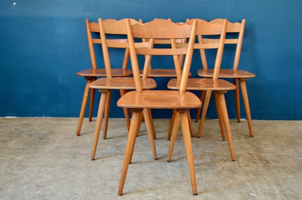 Scandinavian Wooden Dining Chairs 1960s Set of 6