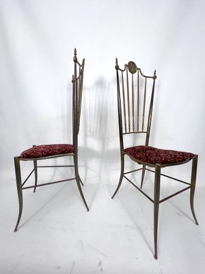Set of Vintage Brass Dining Chairs from Chiavari, Italy, 1950s