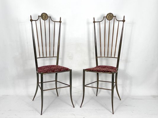 Set of Vintage Brass Dining Chairs from Chiavari, Italy, 1950s