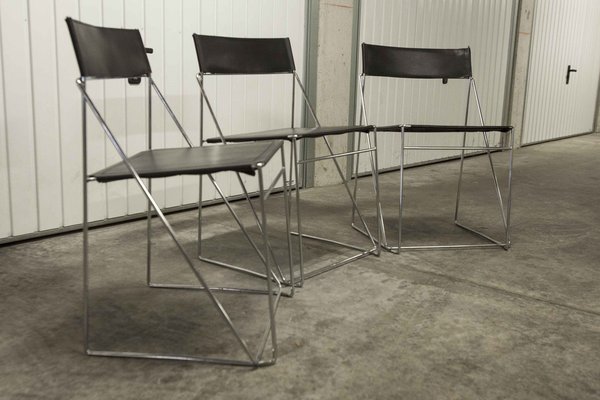 Minimalist Leather Chairs X Line attributed to Niels Jorgen
