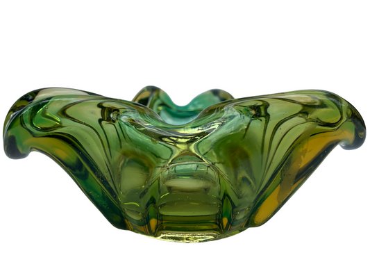 Grüne handgeformte Glasschale bei Pamono kaufen