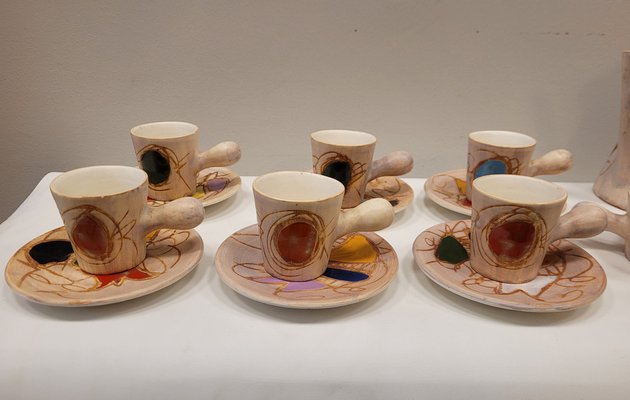 Coffee and Tea Service from Vallauris Ceramics, 1950s, Set of 15 for sale  at Pamono