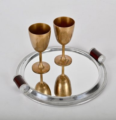 plateau vintage bois et verre 46×25 cm – poignées sculptées – annecy peint🪵 - Décoration