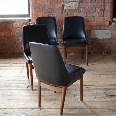 Black leather mid 2024 century dining chair