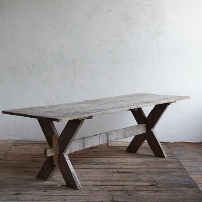 Large Swedish Trestle Table for sale at Pamono