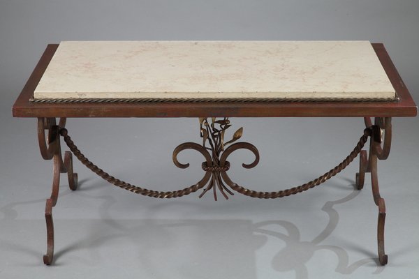Gilded Wrought Iron Marble Coffee Table 1950s For At Pamono Gilded Wrought Iron Marble Coffee Table