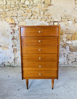 Tall Mid Century Scandinavian Style 6 Drawer Dresser 1960s