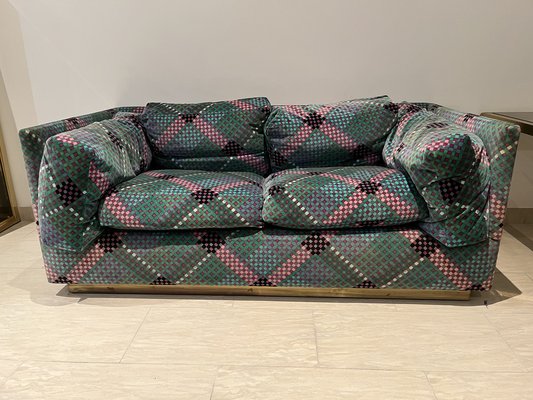Velvet and Brass Sofas by Ken Scott, 1970s, Set of 2 for sale at Pamono