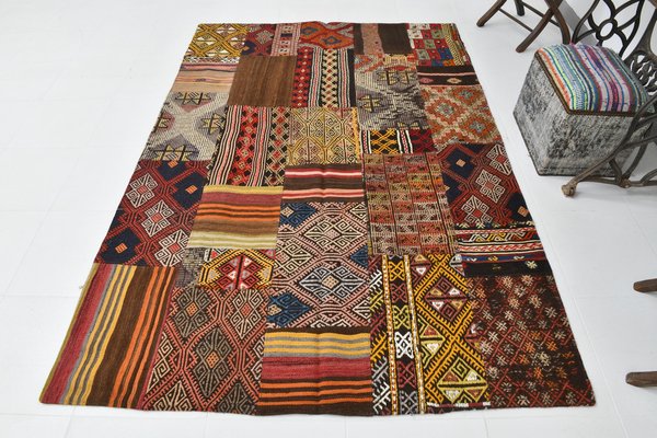 Grand Tapis Vintage En Pure Laine - 260cm X 190cm, Multicolore, Très Bon état