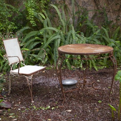 Vintage Garden Tea Table in Wrought Iron 1950s