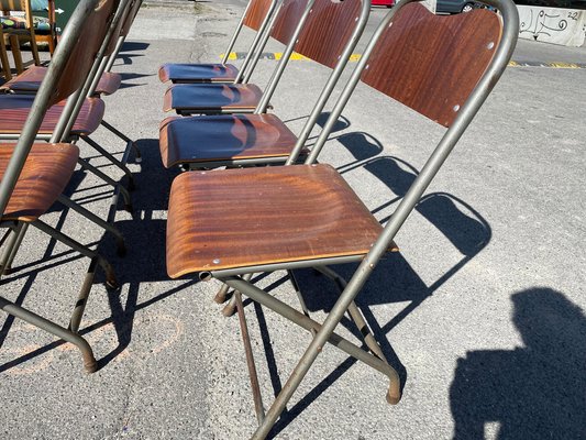 Mid-Century Danish Foldable Chairs in Teak and Metal, 1970s, Set