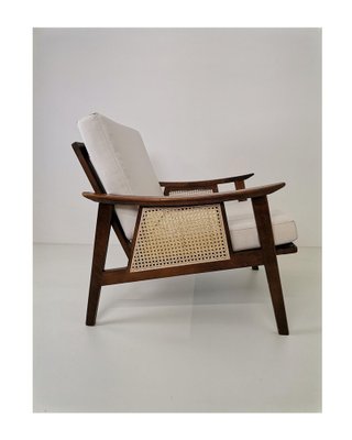 Lounge Chair with Wooden Frame and Cane Net Side, 1960s for sale