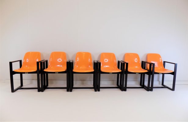 Orange Office Chairs 1972 Set of 6 for sale at Pamono