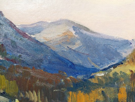 Janis Lauva, Mountain Landscape with a Village, 1980, Oil on