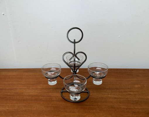 Dänischer Kerzenhalter aus Metall & Glas, 1960er
