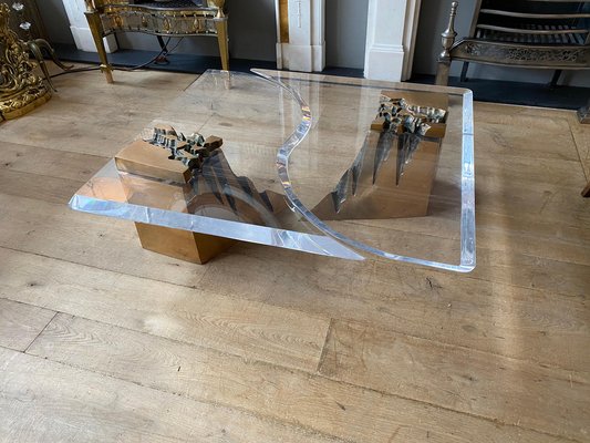 Large lucite 2024 coffee table