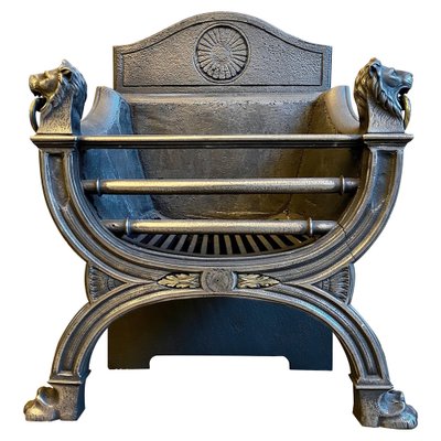 19th Century Regency Style Polished Cast Iron Fire Grate for sale at Pamono