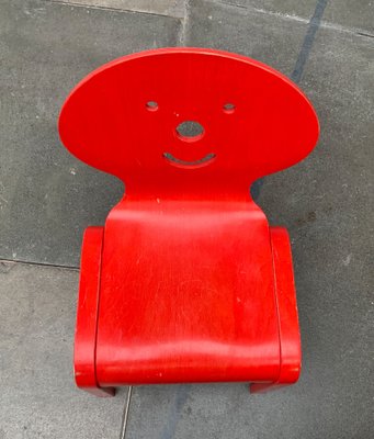Vintage Postmodern Wooden Children Clown Face Chair, 1990s for