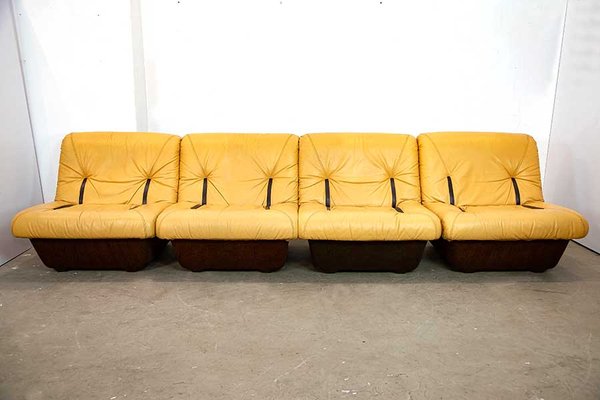 Yellow leather 2024 couch for sale