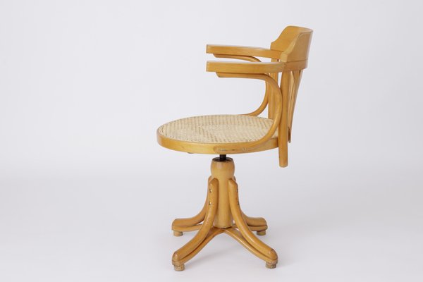 Beige Viennese Braid Swivel Chair from Thonet for sale at Pamono