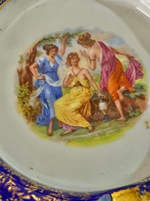 Handbemalter Aschenbecher aus Porzellan, frühes 20. Jh