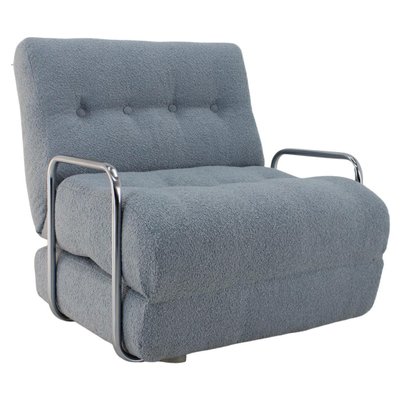 Convertible Chrome Lounge Chair in Boucl Czechoslovakia 1970s