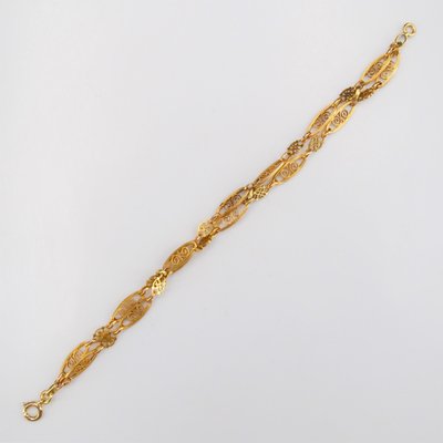 Bracelet Double Rang en Or Jaune 18 Carats, France, 1900s