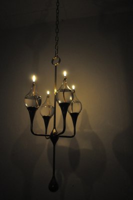 Danish Clear Drops Oil Lamp Candelabra by Freddie Andersen, 1970s