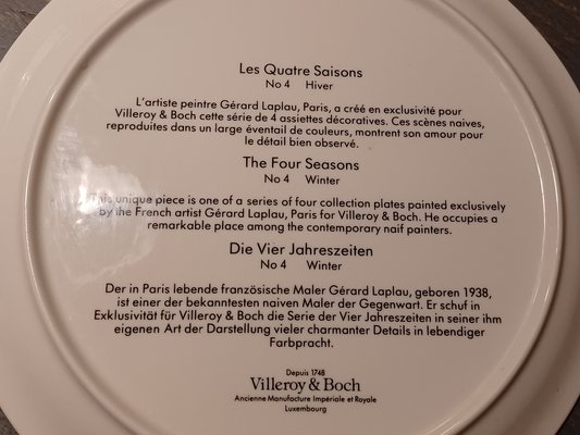 Villeroy&Boch Les Quatre Saisons 皿 4枚セット Decorative Assyetes the Four Saisons from Villeroy & Boch, 1980s