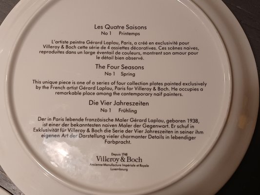 Decorative Assyetes the Four Saisons from Villeroy & Boch, 1980s
