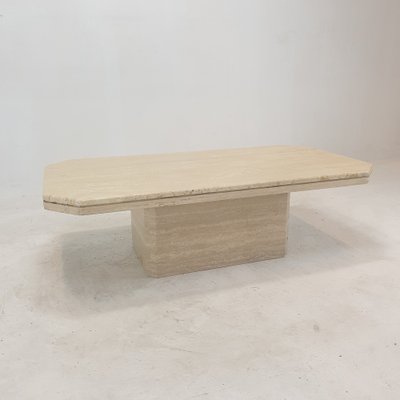 Italian Coffee Table in Travertine, 1980s for sale at Pamono